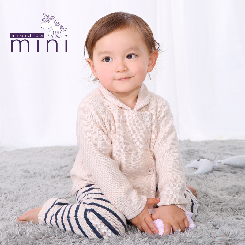 米奇丁当mini婴儿2014秋装新款童装纯棉长袖毛织套装