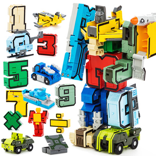 正版数字变形玩具合体金刚，机器人汽车机甲战队，3-6岁男孩5儿童字母