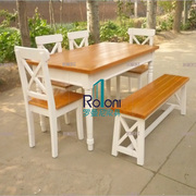 欧式田园韩式实木家具美式乡村地中海风格餐桌椅卡座长凳子
