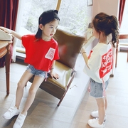 女童t恤短袖夏装2018韩版潮女大童儿童宽松蝙蝠上衣童装体恤