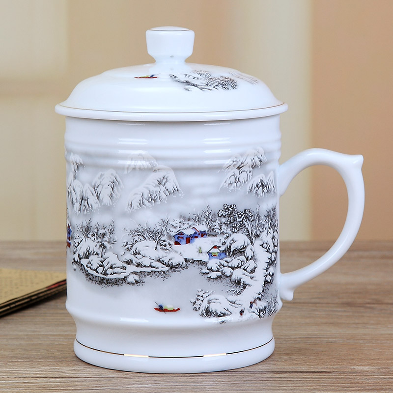 景德镇青花釉中彩陶瓷杯高白茶杯水杯加厚加大款带盖杯子 包邮|ruв категории посуда, чайный сервиз, чашка - от Buy2taobao.com для оказания профессиональной услуги покупки агента Taobao