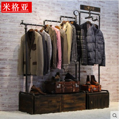 工业风服装店衣架展示架落地式中岛架 复古正侧挂货架衣服展示架在类目 商业/办公家具, 服装店家具, 服装展示架中 - 来自Buy2taobao.com提供专业的淘宝代购服务