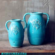 美欧式地中海陶瓷家居饰品客厅创意摆件蓝花瓶橱窗板房花艺