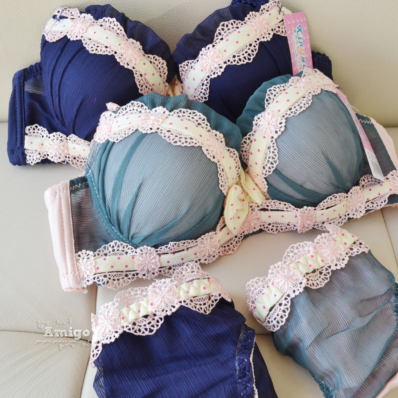 Xingyue Chiffon Lolita Solid Bra Sets Talasite Point Lotus leaf Underwear collegein the Lingerie/Men's underwear/Tracksuit , Bra Sets category - from Buy2taobao.com to provide professional Taobao agent buy service