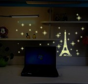 夜光贴纸荧光星星月亮巴黎铁塔客厅卧室，寝室儿童房宿舍可移除墙贴