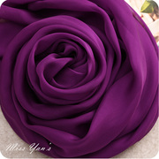 深紫色100%桑蚕丝丝巾长款真丝围巾女春秋冬夏季百搭薄款披肩纱巾
