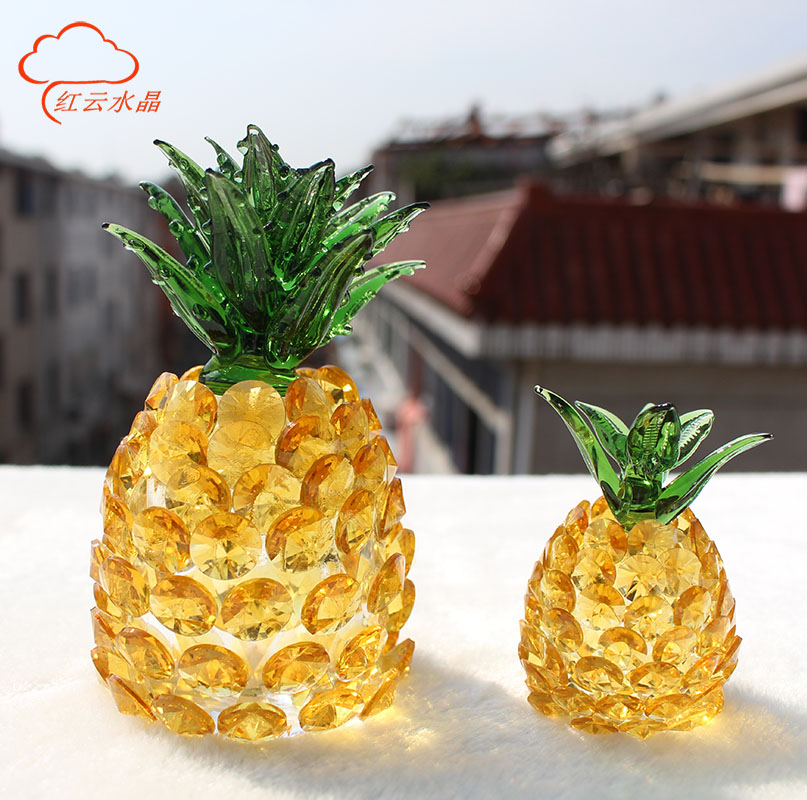 水晶菠萝客厅格子小摆件手工招财送礼如意凤梨
