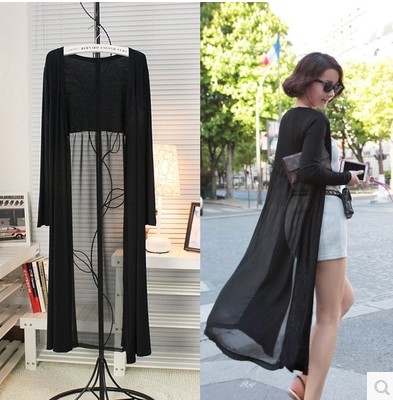 2017 Summer style modal Chiffon shirt air conditioner Cardigan Thin section Sunscreen Mid length version Shawl Sunscreenin the Women's clothing/Boutique , Lace shirt/Chiffon shirt category - from Buy2taobao.com to provide professional Taobao agent buy service