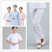 白色护士裤子松紧，腰夏季护士服蓝粉色，护士服套装长裤侧兜