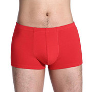 2条装 ab内衣本命年红色纯棉莱卡男士中腰平角裤男式内裤B035