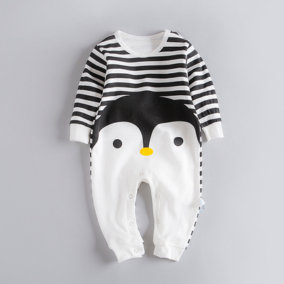 婴儿衣服新生儿连体衣外出纯棉爬爬服春秋款0-6个3月宝宝春季哈衣