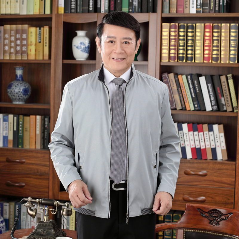 爸爸春装外套薄款春秋新款休闲中年男装夹克衫中老年人春季上衣服在类目 男装, 夹克中 - 来自Buy2taobao.com提供专业的淘宝代购服务