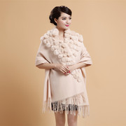 加厚超大獭兔羊毛围巾两用女纯色秋冬季保暖婚纱，披肩斗篷外套