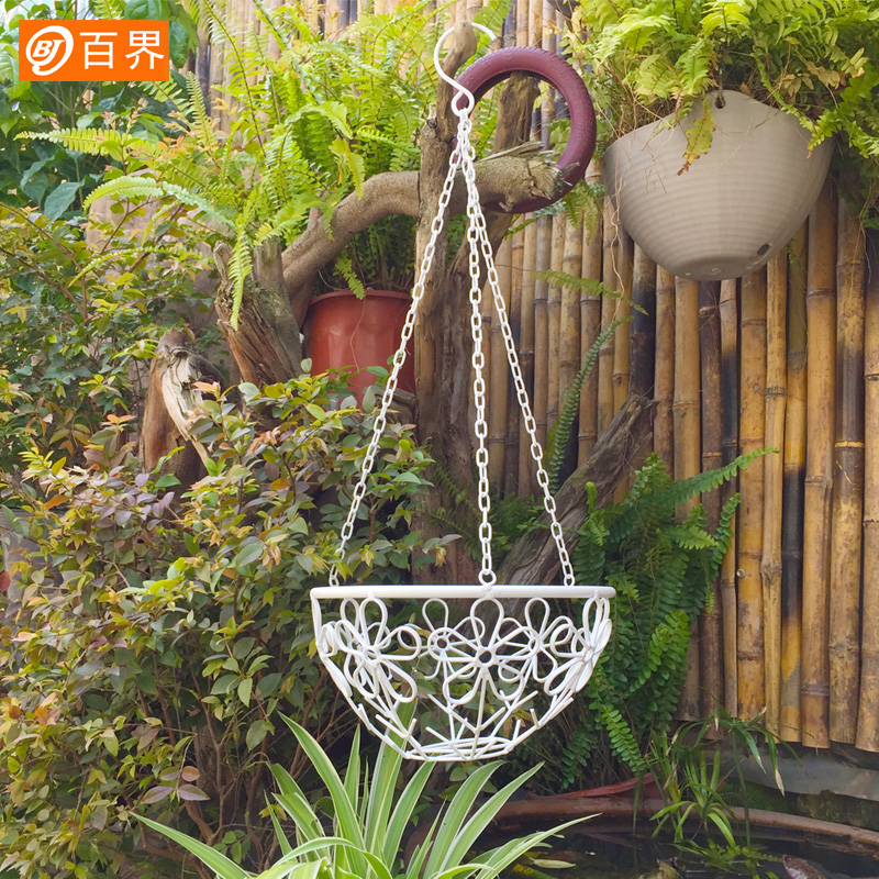百界田园白色铁艺吊篮花架 阳台庭院悬挂花架 吊兰绿萝花架子挂式在类目 住宅家具, 架类, 花架/花几中 - 来自Buy2taobao.com提供专业的淘宝代购服务