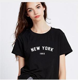 黑色上衣原宿T恤女装韩版时尚字母NEW YORK 印花短袖T恤G119