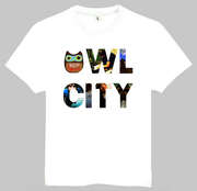 Owl City T-shirt 猫头鹰之城 T恤 白色短袖 欧美 歌手潮流T恤