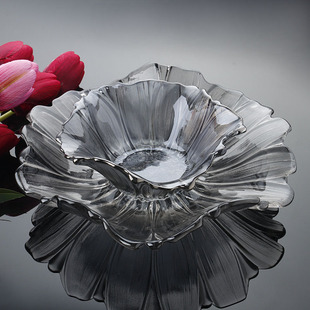 创意轻奢风果盘欧式客厅水晶玻璃结婚装糖的零食收纳向日葵盘子