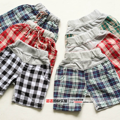 清仓超值~男童女童短裤 夏装裤子 宝宝双层纱布格子沙滩裤AB面