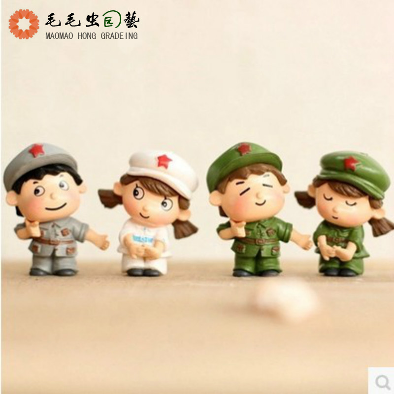 苔藓微景观饰品 情侣军服兵哥哥妹妹公仔 DIY组装小摆件情侣礼物