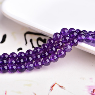 天然紫水晶散珠半成品巴西7a级紫水晶diy紫水晶手链配件圆珠材料