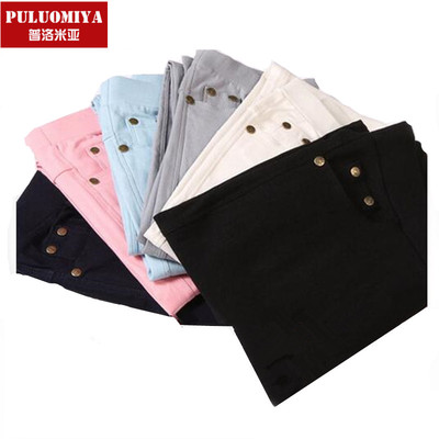 黑色打底裤外穿薄款弹力紧身裤女高腰九分小脚