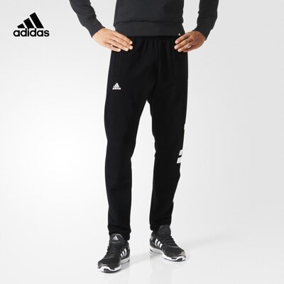 adidas 阿迪达斯 运动型格 男子 针织长裤 黑 AK1566
