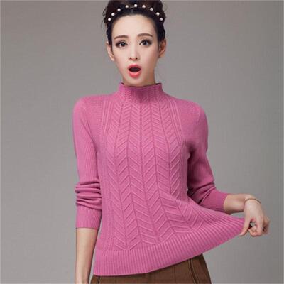 秋冬款套头毛衣女半高领羊毛衫纯色针织打底衫加厚纯山羊绒衫包邮