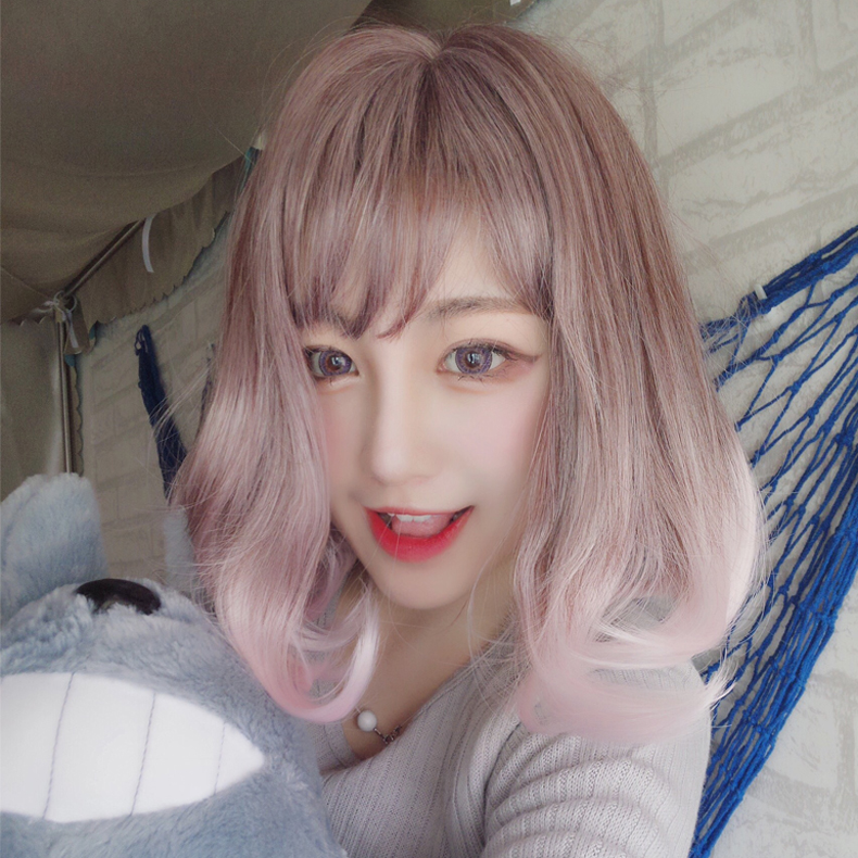 原宿假发粉白色梨花短卷发女空气刘海短发bobo头彩色渐变假发在类目 美发护发/假发, 假发, 整顶假发中 - 来自Buy2taobao.com提供专业的淘宝代购服务
