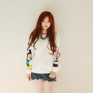 标题优化:韩国2015最新米奇卡通印花学生装抓绒加厚女款卫衣外套6042