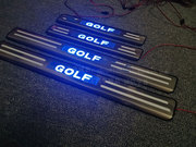 大众高尔夫6/高尔夫7迎宾踏板带灯LED改装 车门防护不锈钢门槛条