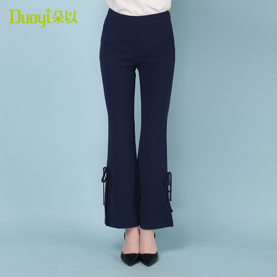 朵以2016秋装新款开叉喇叭裤高腰显瘦OL风长裤子女31VQ20961