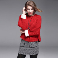 欧衣客新款时尚套装裙女大码毛衣搭配条纹半身