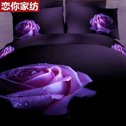 Home textiles Big flower Cotton 3D Four piece suit violet pure cotton Four seasons Kit pure cotton European style bedding Wedding celebration three-dimensionalin the Bedclothes , Bedding Sets/Family of four/Multiple sets of category - from Buy2taobao.com to provide professional Taobao agent buy service