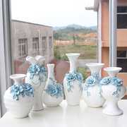 艺术品白色花瓶欧式陶瓷工艺品，客厅酒柜摆件，家居装饰品创意小花插