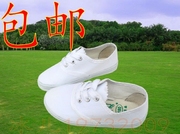 幼儿园小白鞋学生白球鞋女童男童白色舞蹈儿童表演跑步帆布鞋