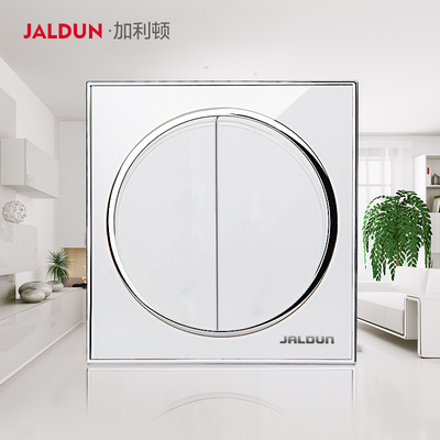 加利顿水晶镜面 二联二开单控墙壁开关插座 圆形象牙白色水晶面板