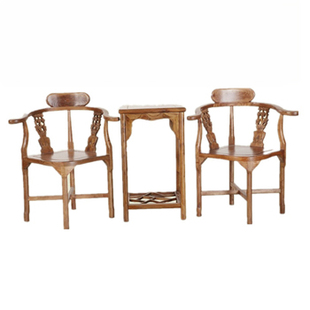 古典明清中式仿古家具休闲实木椅子三角情侣椅老式会客桌椅几