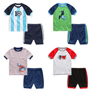 韩版2023夏装男童套装纯棉短袖，t恤儿童球衣，2件套中大童运动服