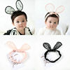 韩版头饰 儿童发饰女童婴儿发带宝宝发饰 黑色蕾丝兔耳朵