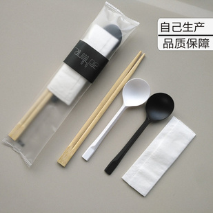 一次性筷子三四件套餐具套装勺子纸巾，外卖四合一筷子餐具包定制(包定制)