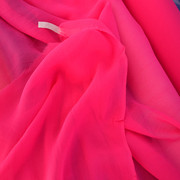 进口 高档雪纺 玫红 色真丝纱绸布料 纯色女装衣服 素色DIY面料