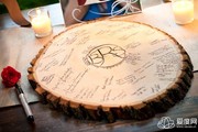 个性定制创意签到本 欧式森系室外婚礼 实木墩刻字签字祝福语