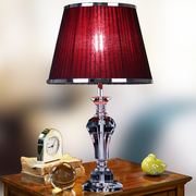 红色温馨卧室水晶台灯结婚房，现代简约时尚欧式装饰客厅创意床头灯