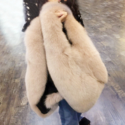 皮草马甲中长款女童亲子装冬季韩版女装，仿狐狸毛修身(毛修身)显瘦坎肩外套