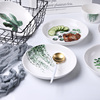 北欧ins绿植物餐具果盘子菜盘家用牛排西餐盘陶瓷碟子创意深鱼盘