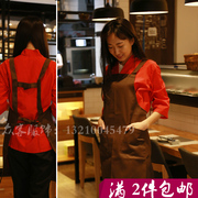 AE10日韩时尚餐厅厨房厨师围裙服务员超市工作围裙工作服净色围裙