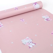 卡通凯蒂猫粉色壁纸自粘温馨淡紫色碎花女生宿舍贴纸卧室自贴墙纸