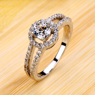 美国莫桑石印记950钻戒珠宝，饰品仿真钻石戒指环，婚戒女7033