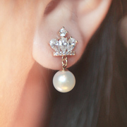 赫HER珍珠耳钉925纯银天然珍珠吊坠耳环防过敏正圆珍珠耳坠