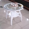 简约欧式时尚白色烤漆小茶几阳台，卧室玻璃圆形，双层实木接待小圆桌